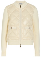 Moncler Quilted Cotton and Nylon Cardigan Ivory