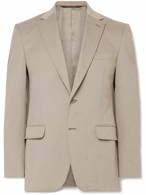 Photo: Canali - Cotton-Blend Twill Suit Jacket - Neutrals