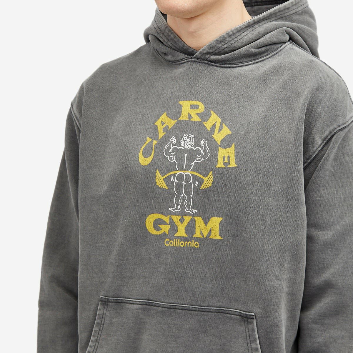 Carne Bollente Men's Carne Gym Hoodie in Washed Black Carne Bollente