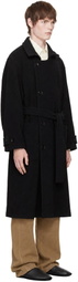 LEMAIRE Black Wrap Double Wool Coat