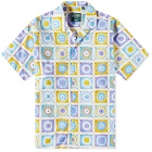 Gitman Vintage Men's Printed Sunflower Crochet Camp Collar Shirt in Blue
