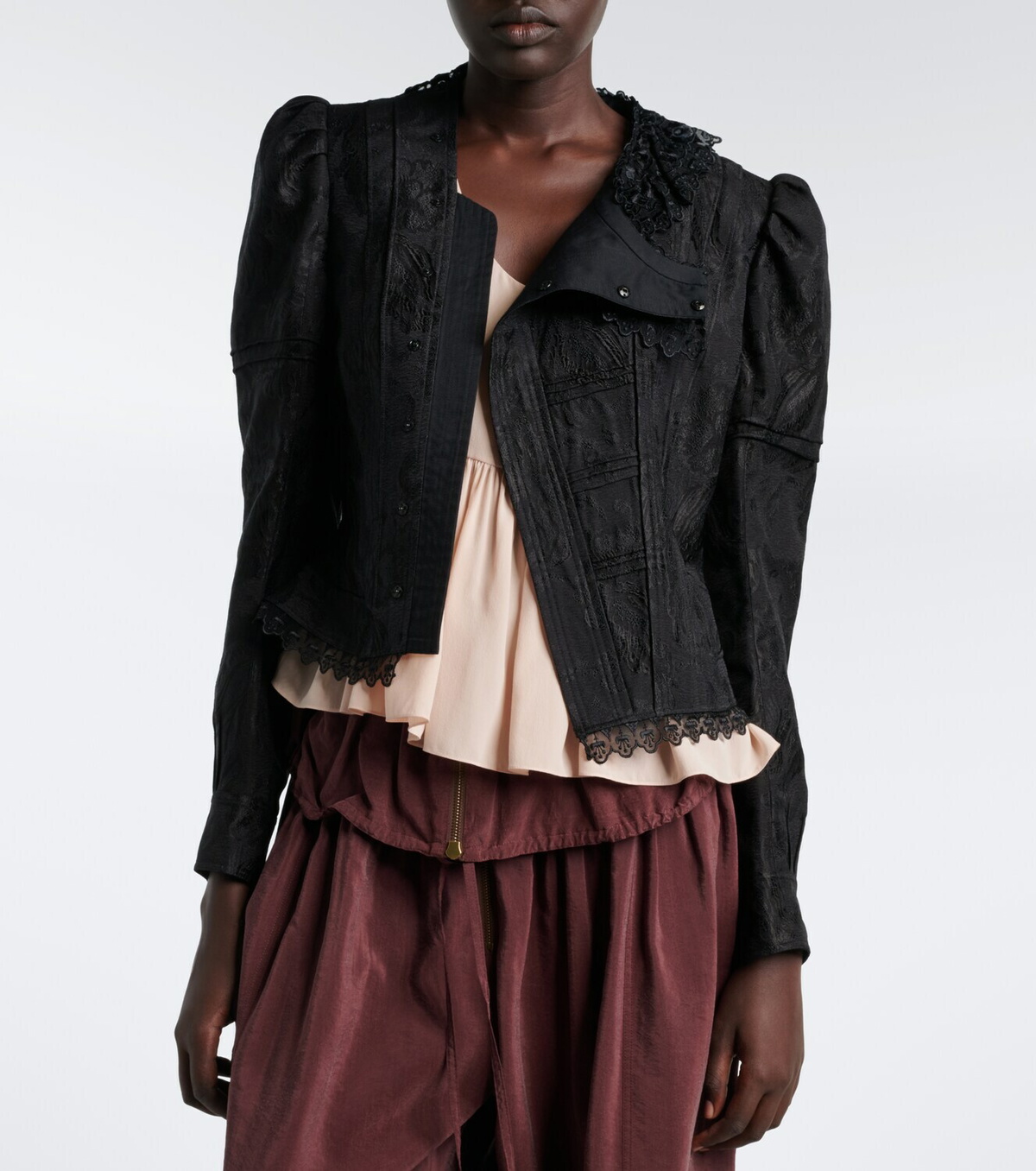 Chloé Wool and silk-blend jacquard lace jacket