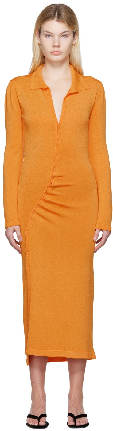 Photo: Olēnich Orange Gathered Midi Dress