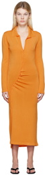 Olēnich Orange Gathered Midi Dress