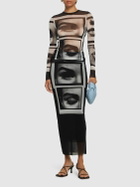 JEAN PAUL GAULTIER Eyes & Lips Printed Mesh Long Dress