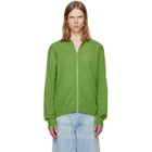 vowels Green Eyelet Knitted Zip-Up Sweater