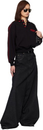 LU'U DAN Black Drop Crotch Denim Jeans