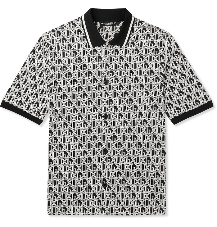 Photo: Dolce & Gabbana - Slim-Fit Logo-Print Cotton-Jersey Shirt - Black