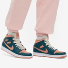 Air Jordan Women's 1 Mid Sneakers in Dark Teal Green
