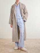TEKLA - Belted Striped Organic Cotton-Terry Robe - Neutrals