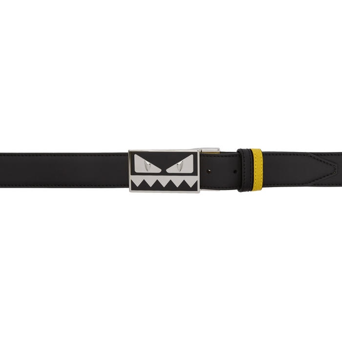 Photo: Fendi Reversible Black and Yellow Bag Bugs Belt