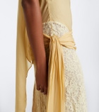 De La Vali Rosa lace-paneled georgette maxi dress