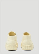 Ribbed-Sole Leather Sneakers in Beige