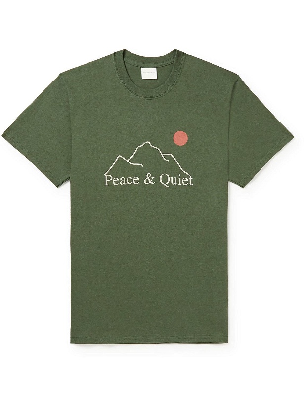 Photo: Museum Of Peace & Quiet - L'Horizon Logo-Print Cotton-Jersey T-Shirt - Green
