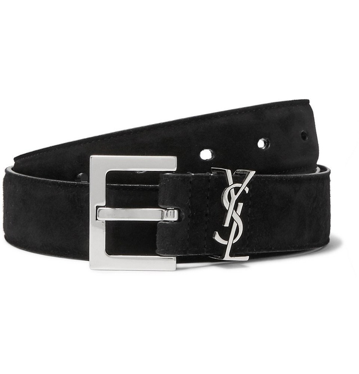 Photo: SAINT LAURENT - 3cm Black Suede Belt - Black