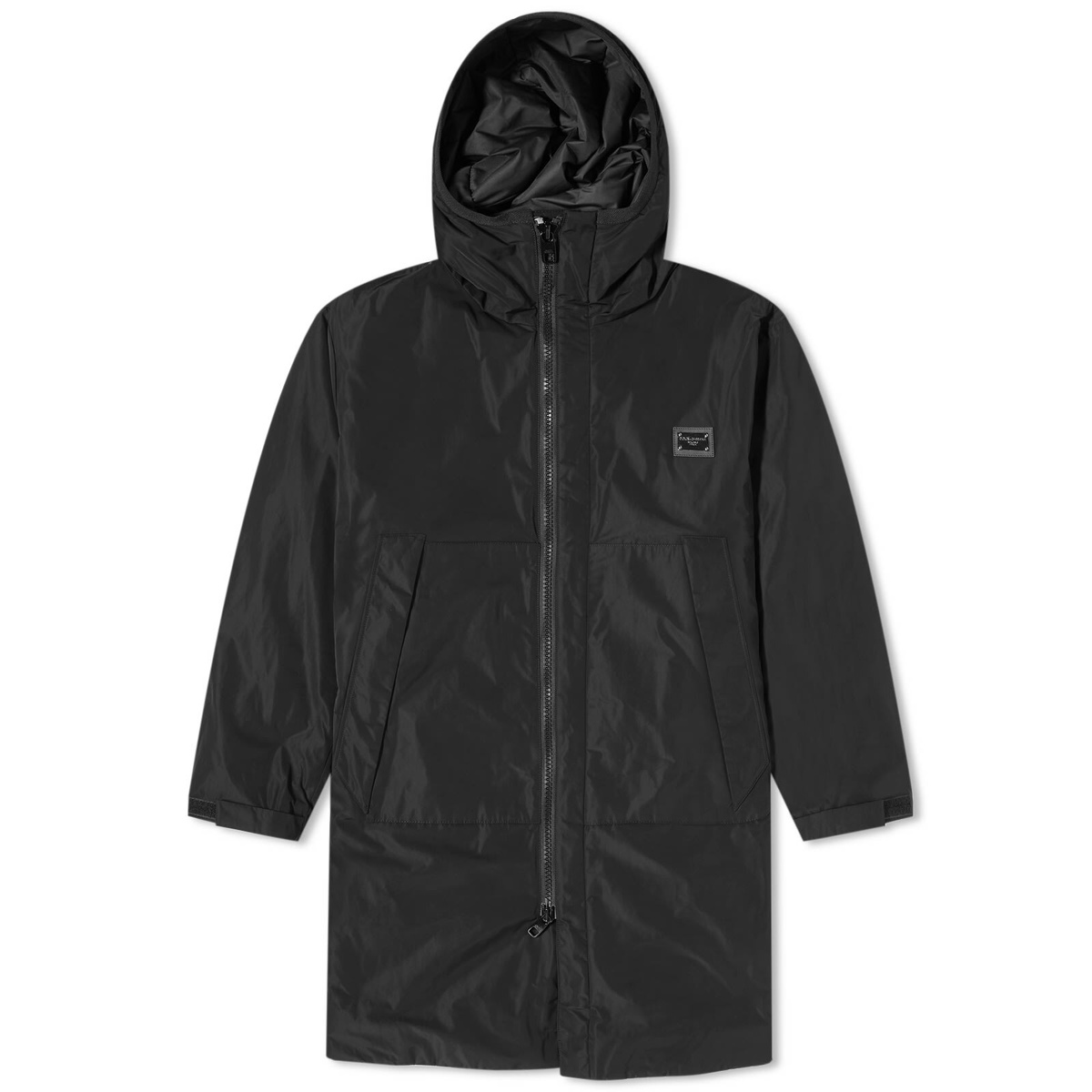 Dolce & Gabbana Red Nylon Hooded Men Full Zip Parka Jacket