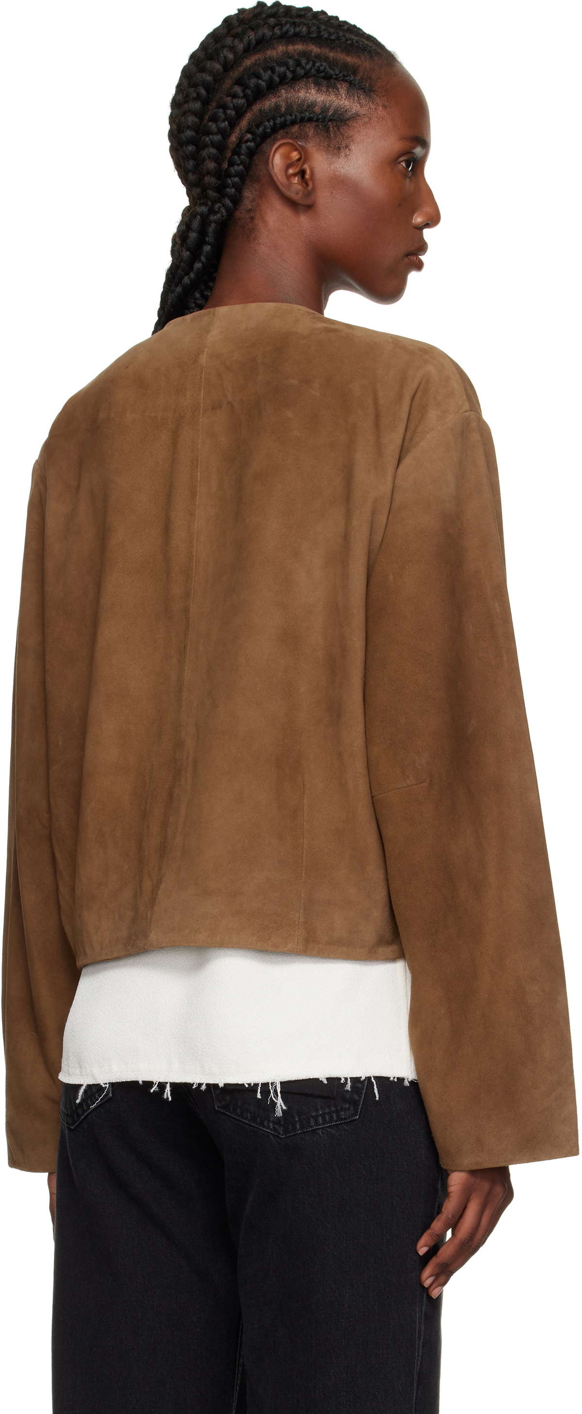 St. Agni Tan Utility Cocoon Suede Jacket