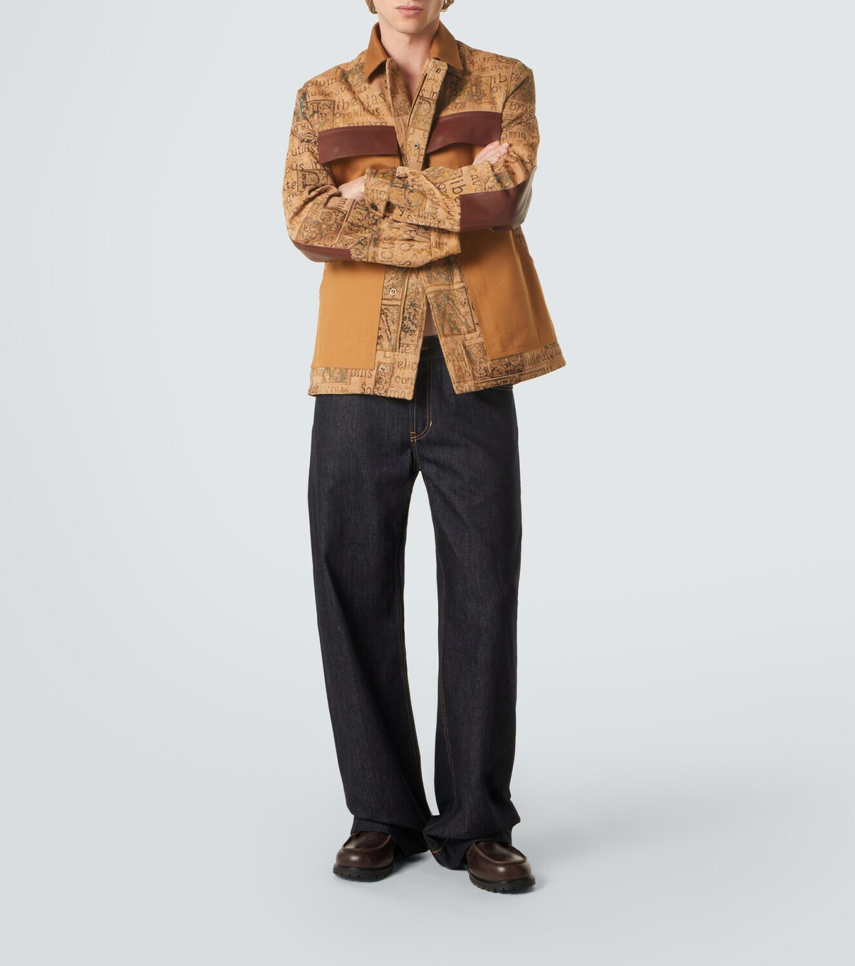 Junya Watanabe Leather-trimmed jacquard jacket