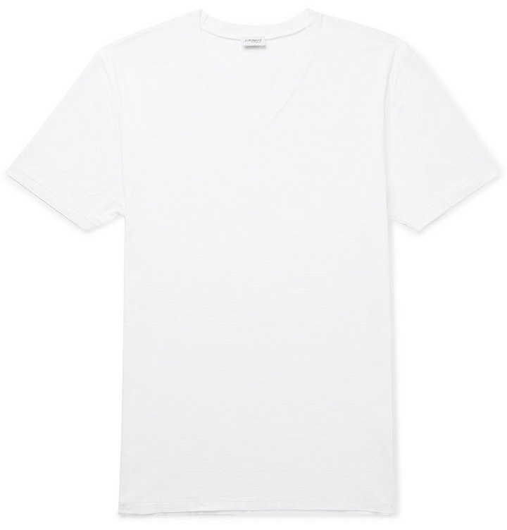 Photo: Zimmerli - Striped Stretch-Cotton T-Shirt - Men - White