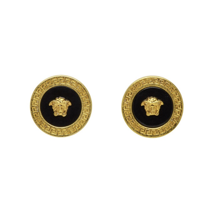 Photo: Versace Gold and Black Resin Medusa Stud Earrings