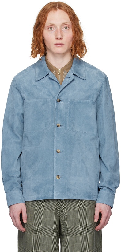 Photo: Paul Smith Blue Button Up Leather Shirt