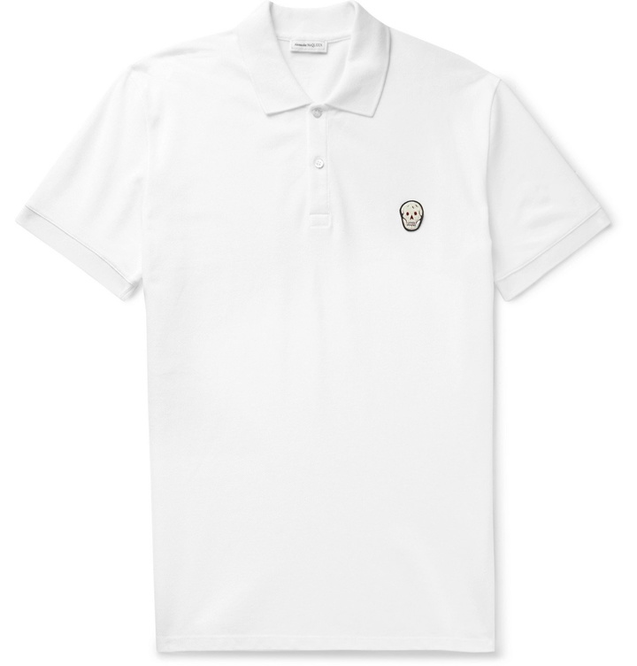 Photo: Alexander McQueen - Logo-Appliquéd Cotton-Piqué Polo Shirt - White