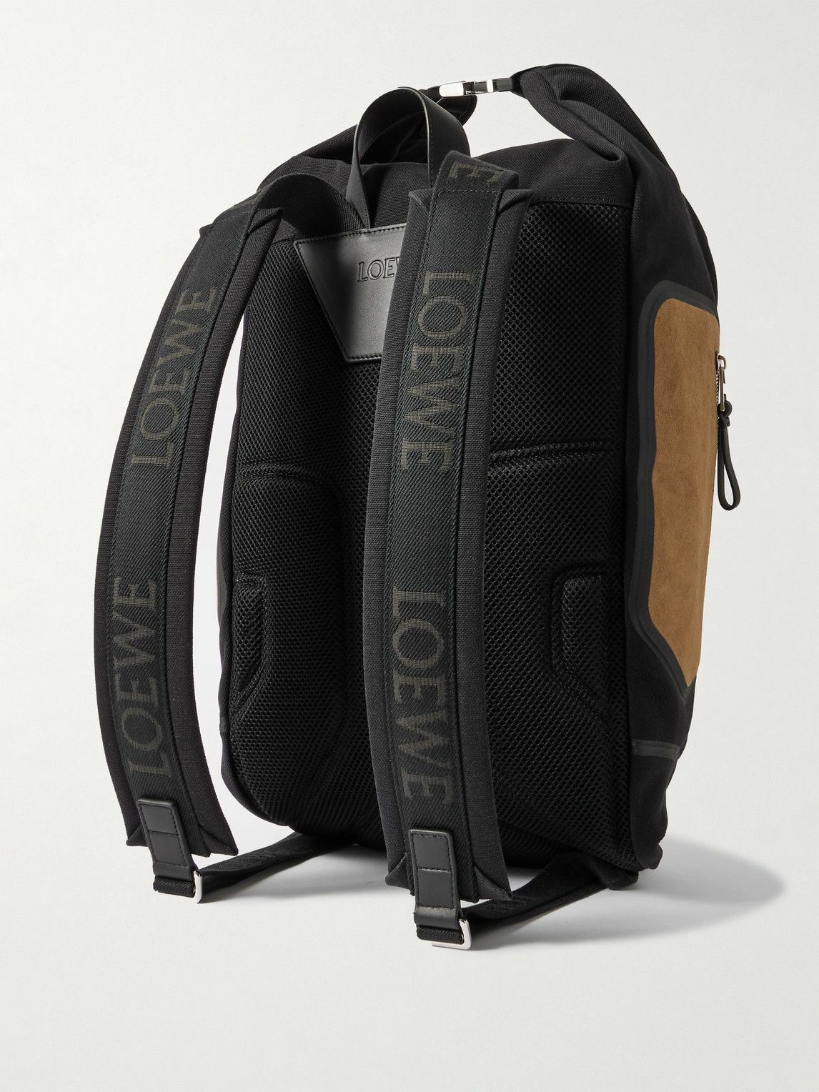LOEWE - Flex Logo-Embossed Suede and Canvas Backpack
