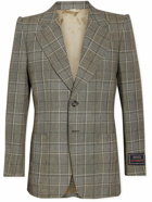 GUCCI - Slim-Fit Prince of Wales Checked Wool and Linen-Blend Blazer - Gray
