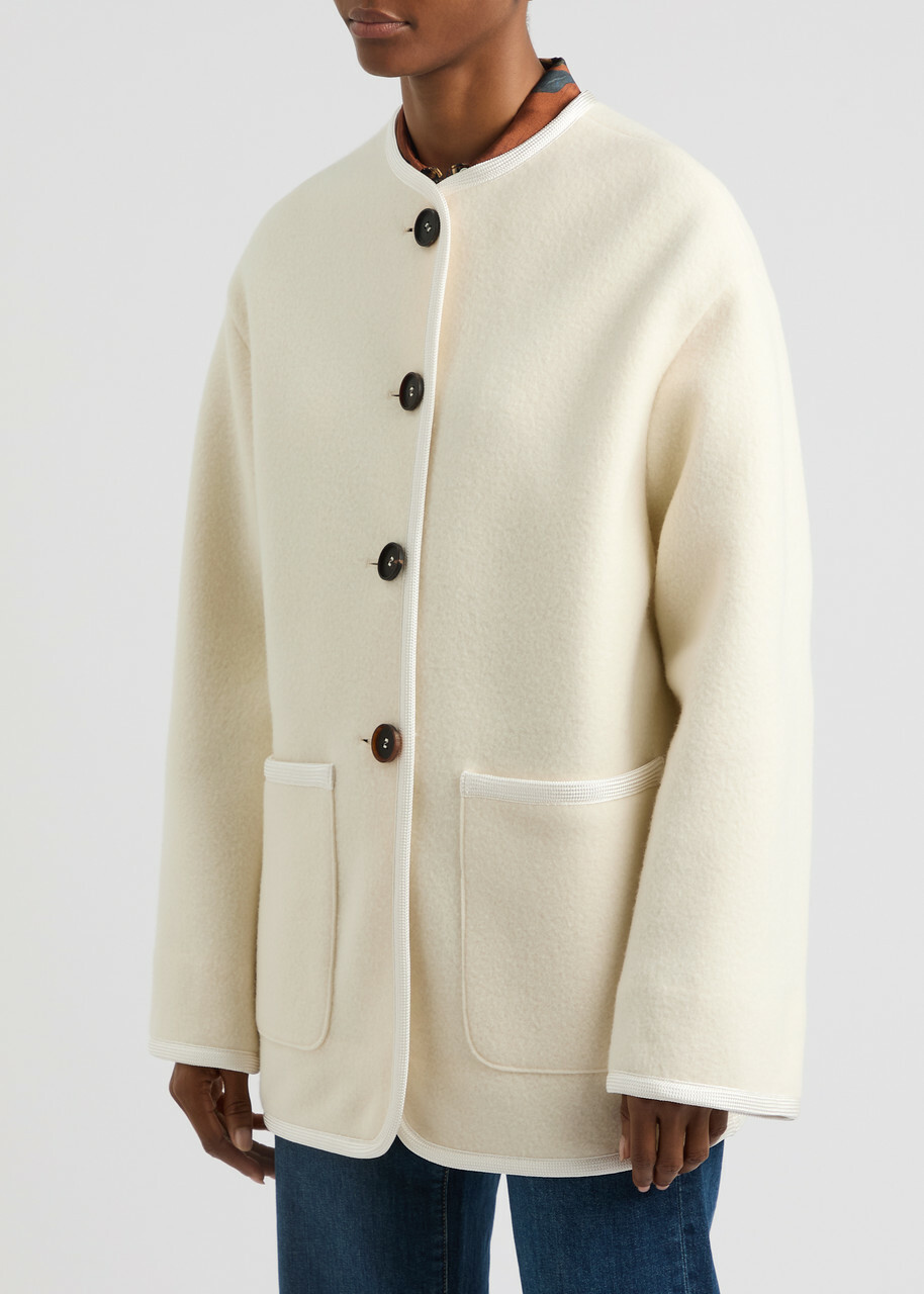Forte_forte Scarf-effect Wool-blend Jacket Cream Forte Forte
