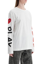 COMME DES GARCONS PLAY unisex t-shirt in white cotton with heart logo print White