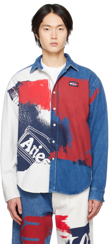 Photo: Tommy Jeans White & Blue Aries Edition Denim Shirt