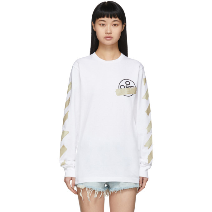 トップス 20SS OFF WHITE TAPE ARROWS LONG SLEEVES Off-White White Tape Arrows Long Sleeve T-Shirt Off-White