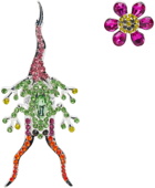 Collina Strada Silver Rhinestone Frog & Flower Earring