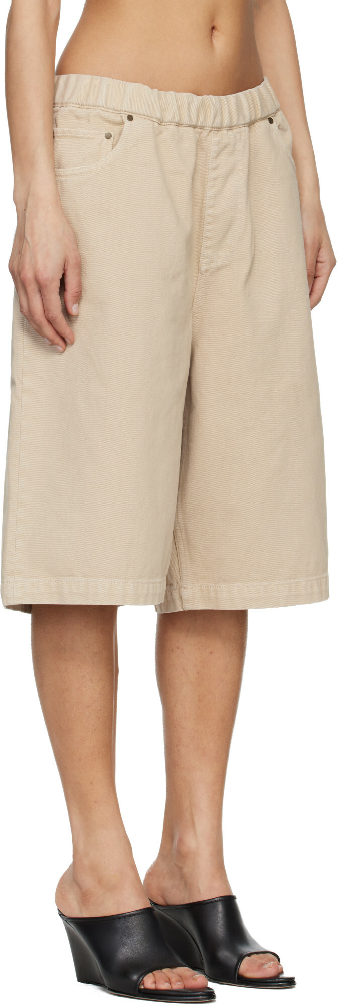 Entire Studios Beige Spar Denim Shorts
