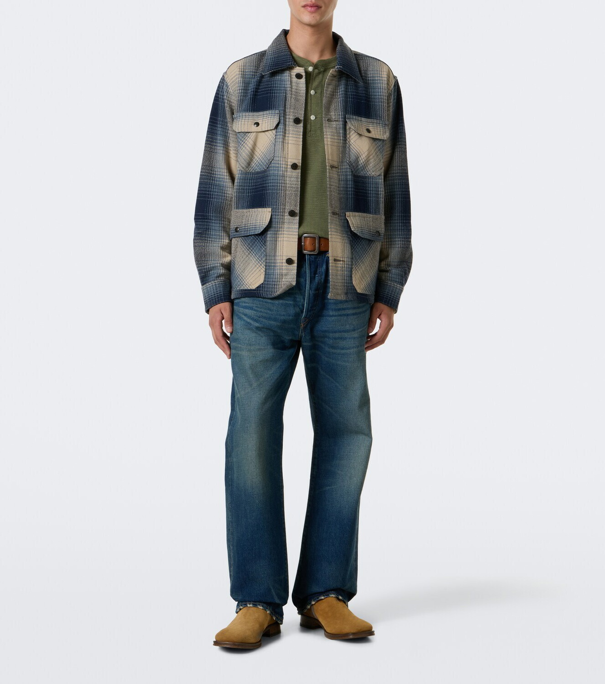 RRL Plaid wool twill shirt