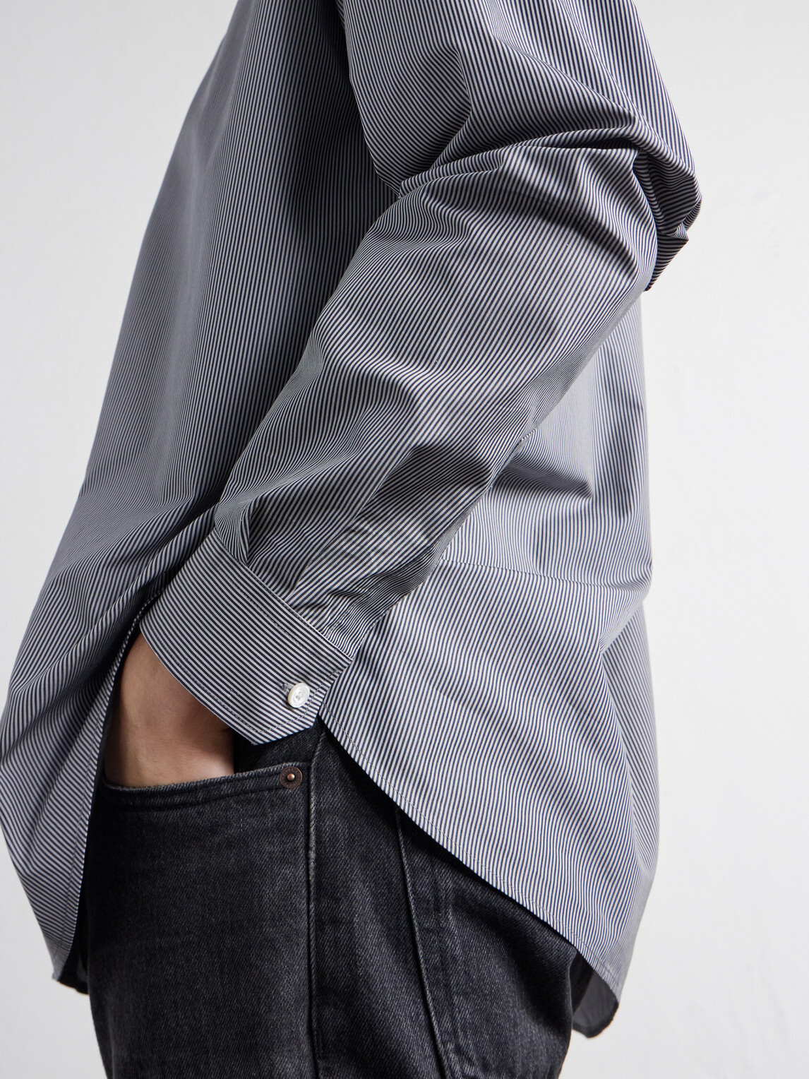 TOTEME - Striped Cotton-Poplin Shirt - Gray