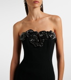 Rachel Gilbert Mirage floral-appliqué bustier gown