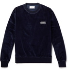 AMI - Logo-Appliquéd Cotton-Blend Velour Sweatshirt - Men - Navy