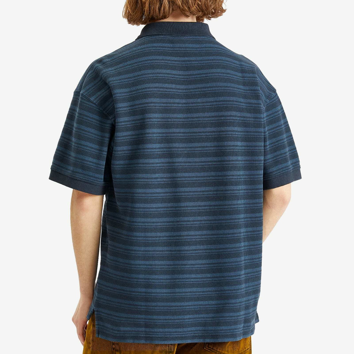Polar Skate Co. Men's Stripe Surf Polo Shirt in Neptune Blue