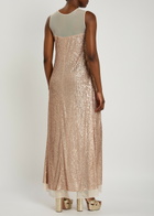Norma Kamali Sequin-embellished Mesh Maxi Dress Beige