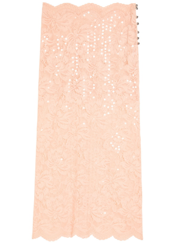 Photo: Rabanne Sequin-embellished Stretch-lace Midi Skirt Salmon