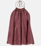 Zimmermann Aster beaded halterneck silk top
