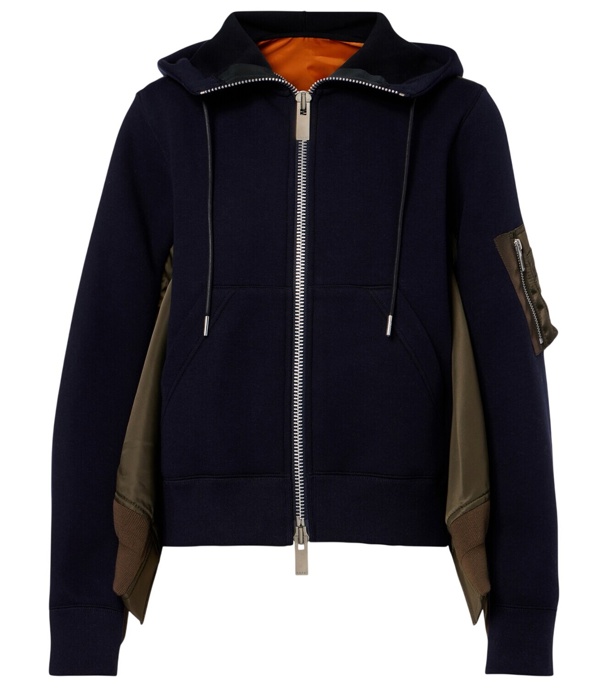 sacai Navy & Khaki Sponge Sweat x Nylon Twill Hoodie Sacai
