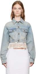 We11done Blue Cropped Denim Jacket