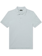 TOM FORD - Slim-Fit Logo-Embroidered Cotton-Piqué Polo Shirt - Gray