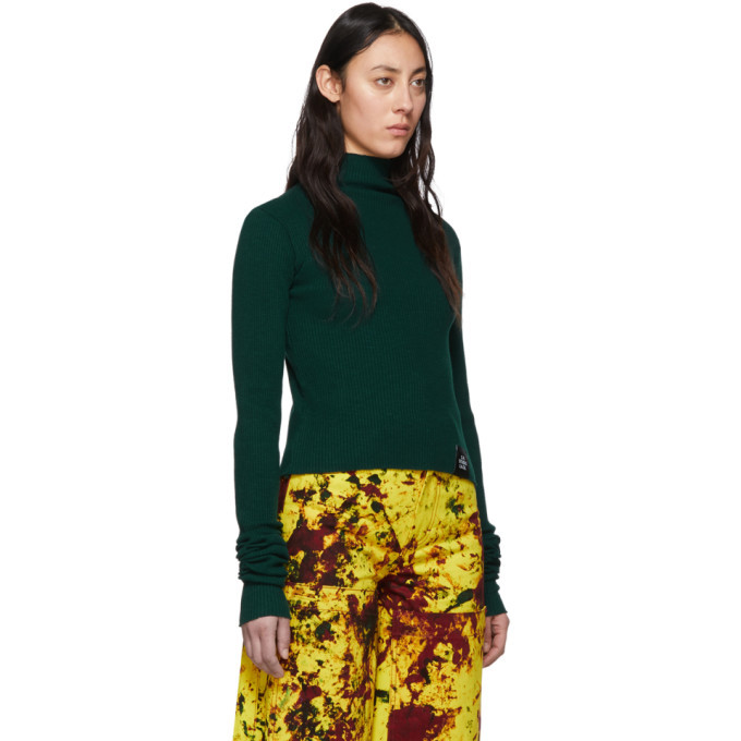 S.R. STUDIO. LA. CA. Green Rib Funnel Neck Turtleneck
