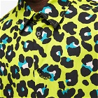 Versace Men's Short Sleeve Animal Print Shirt in Fluo Yellow