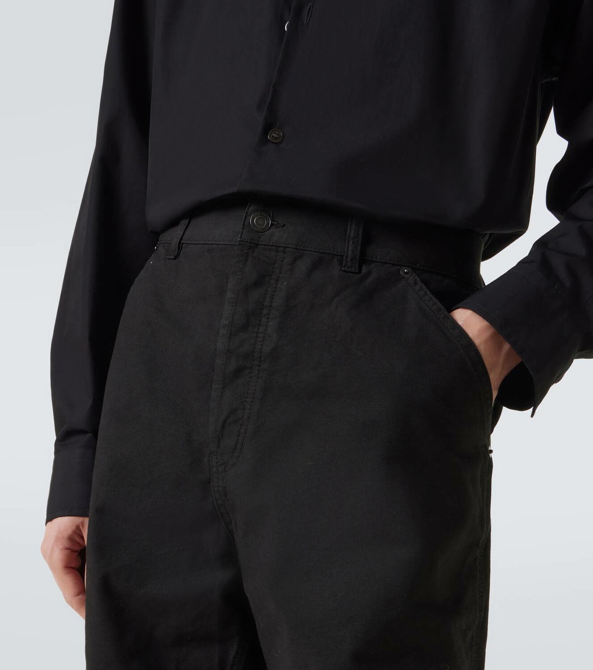 Saint Laurent Mid-rise cotton twill Bermuda shorts