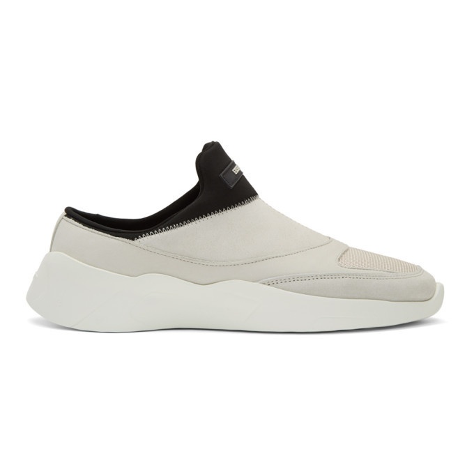 Photo: Essentials Beige and Black Laceless Backless Sneakers