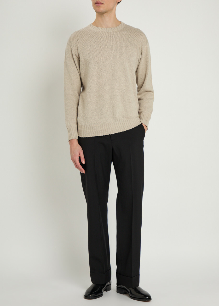 Tods Crew-neck Cotton-knit Jumper Off White